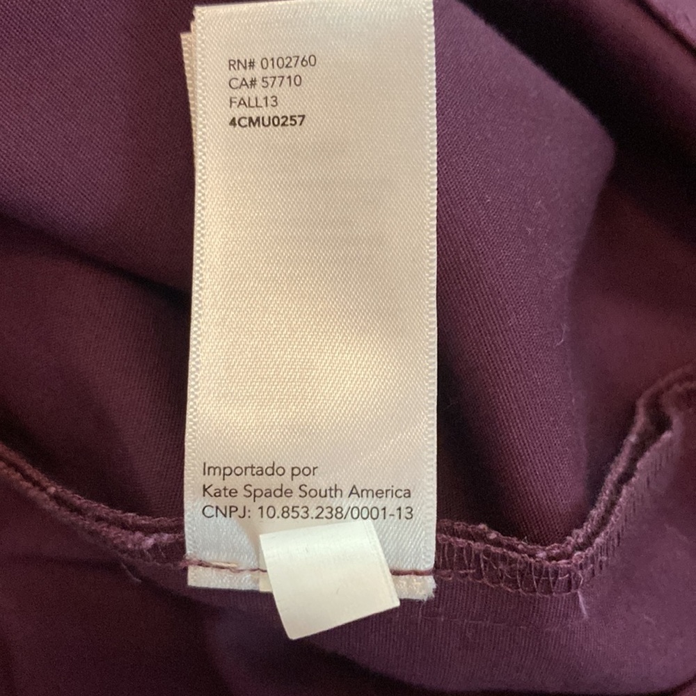 Kate Spade Saturday Slash pocket shift eggplant 1/2 sleeve darted 8 square dress - Picture 12 of 15